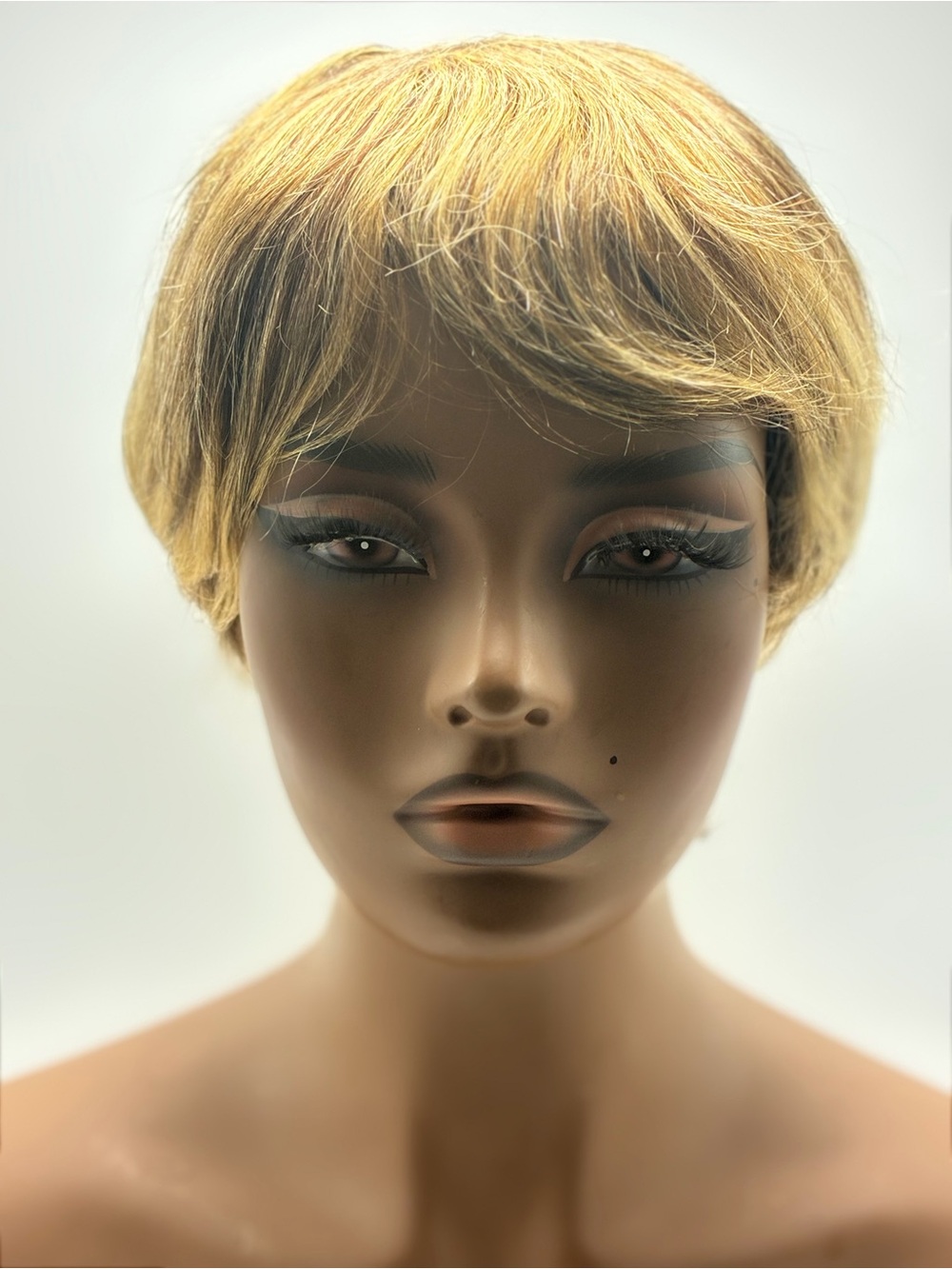 Short Blonde with Brown Highlights pixie Wig - Chic Lightweight Women’s. Human